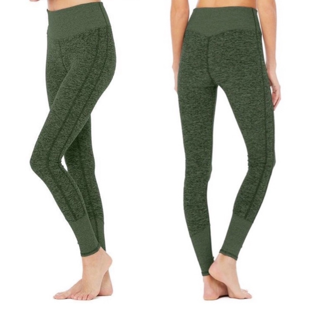 Alo yoga high waist lounge legging hunter heather green